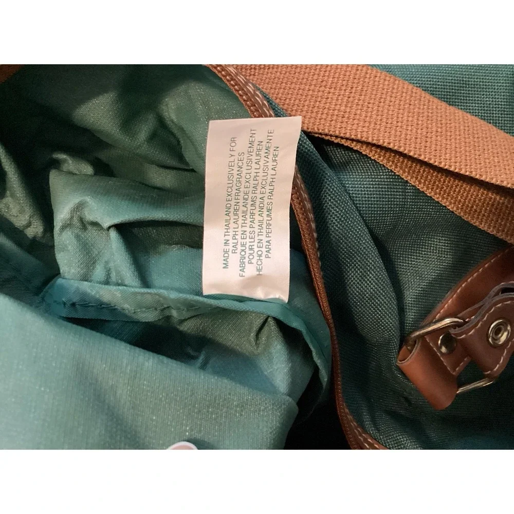 Polo Ralph Lauren Green Canvas Duffle Bag Vintage 90's with  Handle